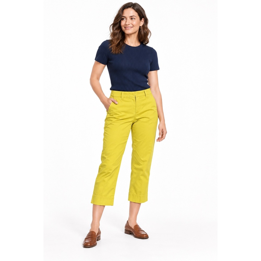 J.Crew Chino Pants Womens 0 Yellow Cropped Straight Leg Cotton Blend Preppy